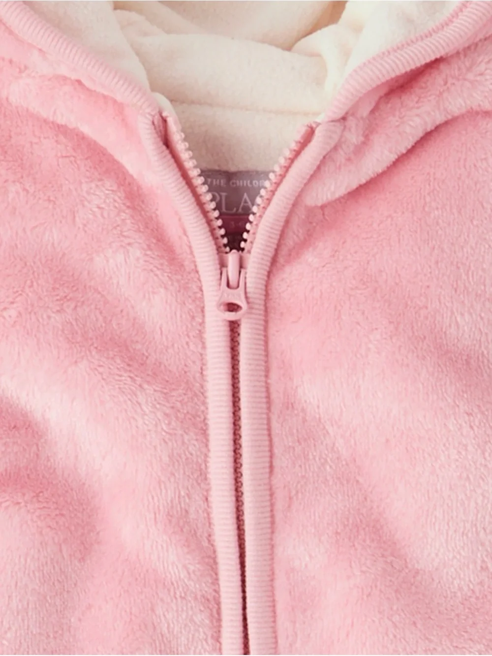 The Children's Place Pink Plush Hooded Footed One-Piece